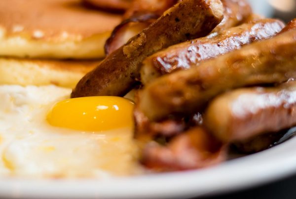 Eggs, Sausage, OJ, & Pancakes